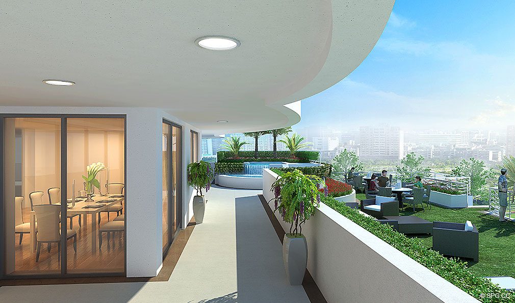 Second Floor South Terrace at The Wave on Bayshore, Luxury Seaside Condos in Fort Lauderdale, Florida 33304