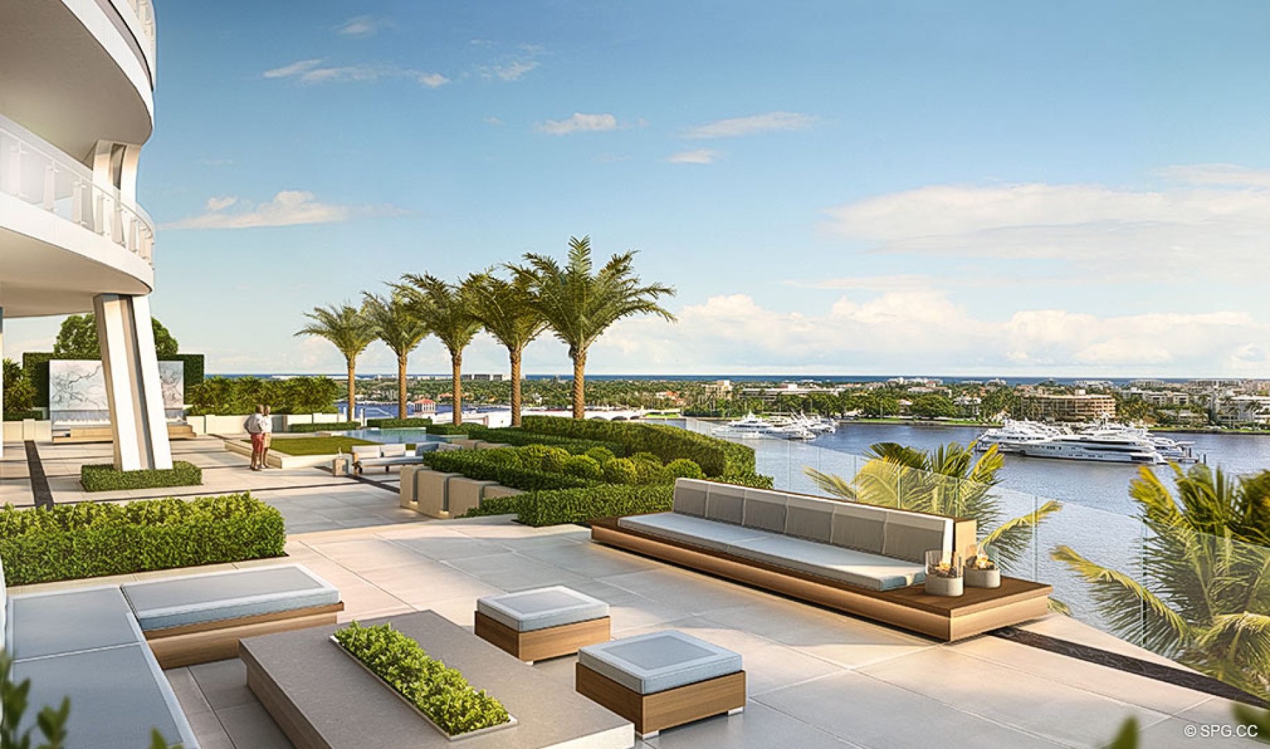 Amenity Terrace View from The Bristol, Luxury Waterfront Condos in West Palm Beach, Florida 33401