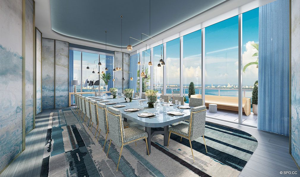 Dining Room inside Elysee, Luxury Waterfront Condos in Miami, Florida 33137