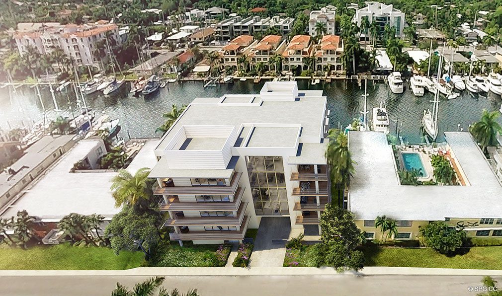 Aerial View of AquaVue Las Olas, Luxury Waterfront Condos in Fort Lauderdale, Florida 33301