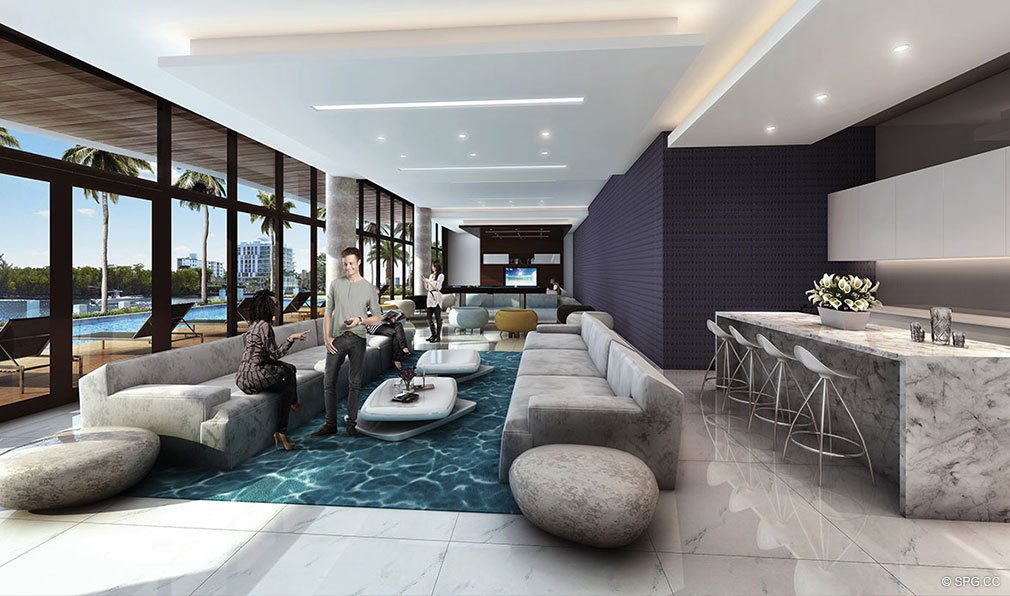 lavish Social Spaces at AquaBlu, Luxury Waterfront Condos in Fort Lauderdale, Florida 33304