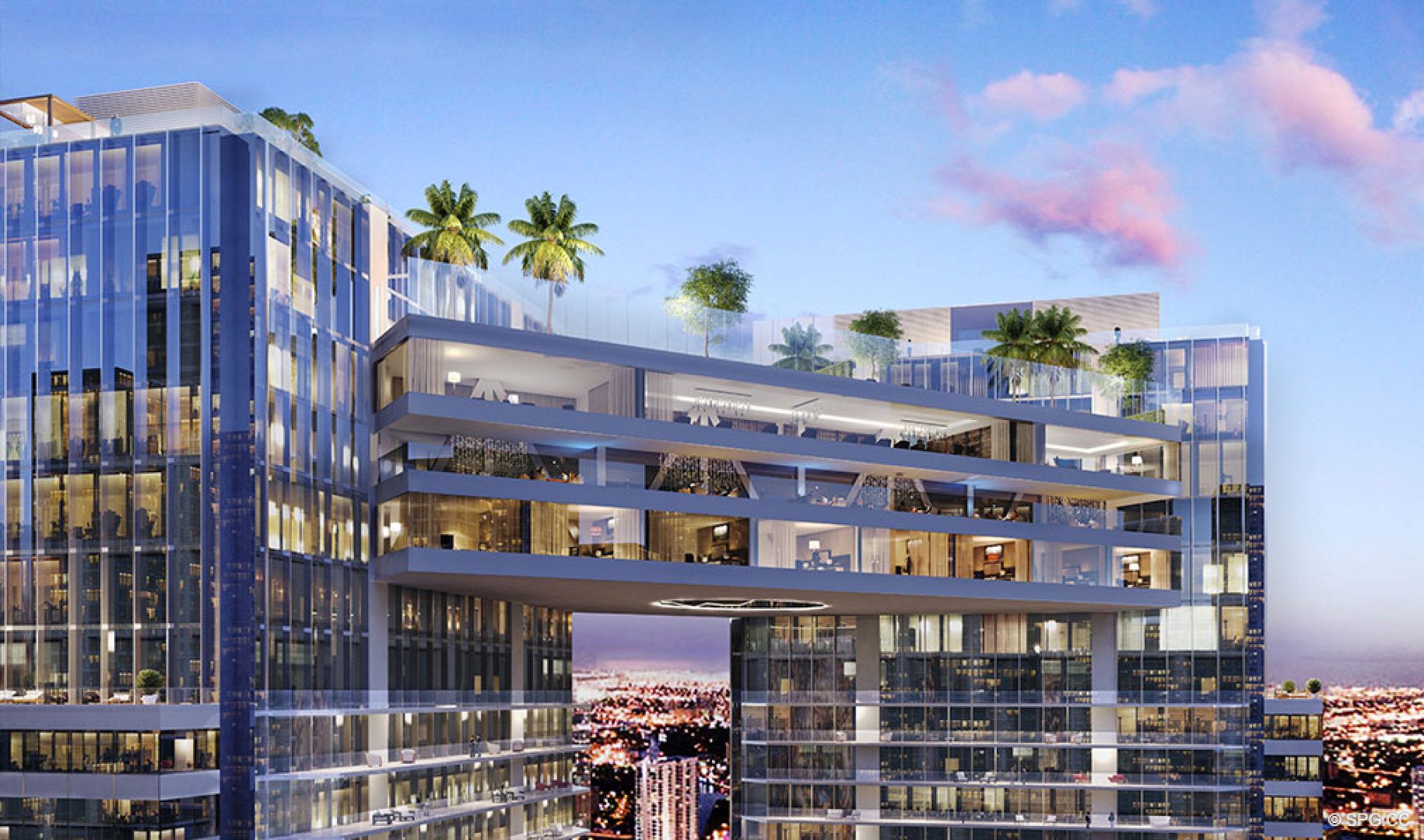 Sky Terrace Rendering for One River Point, Luxury Waterfront Condos in Miami, Florida 33130