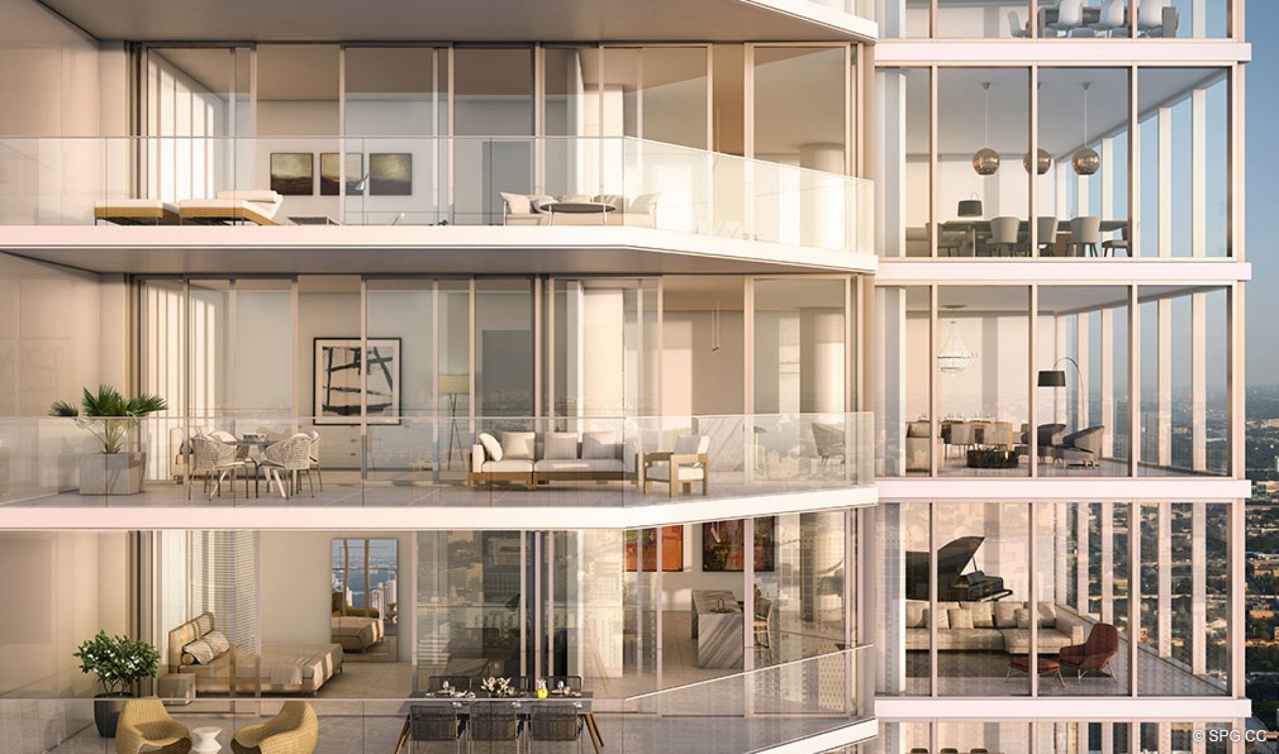 Spacious Terrace Space at One River Point, Luxury Waterfront Condos in Miami, Florida 33130