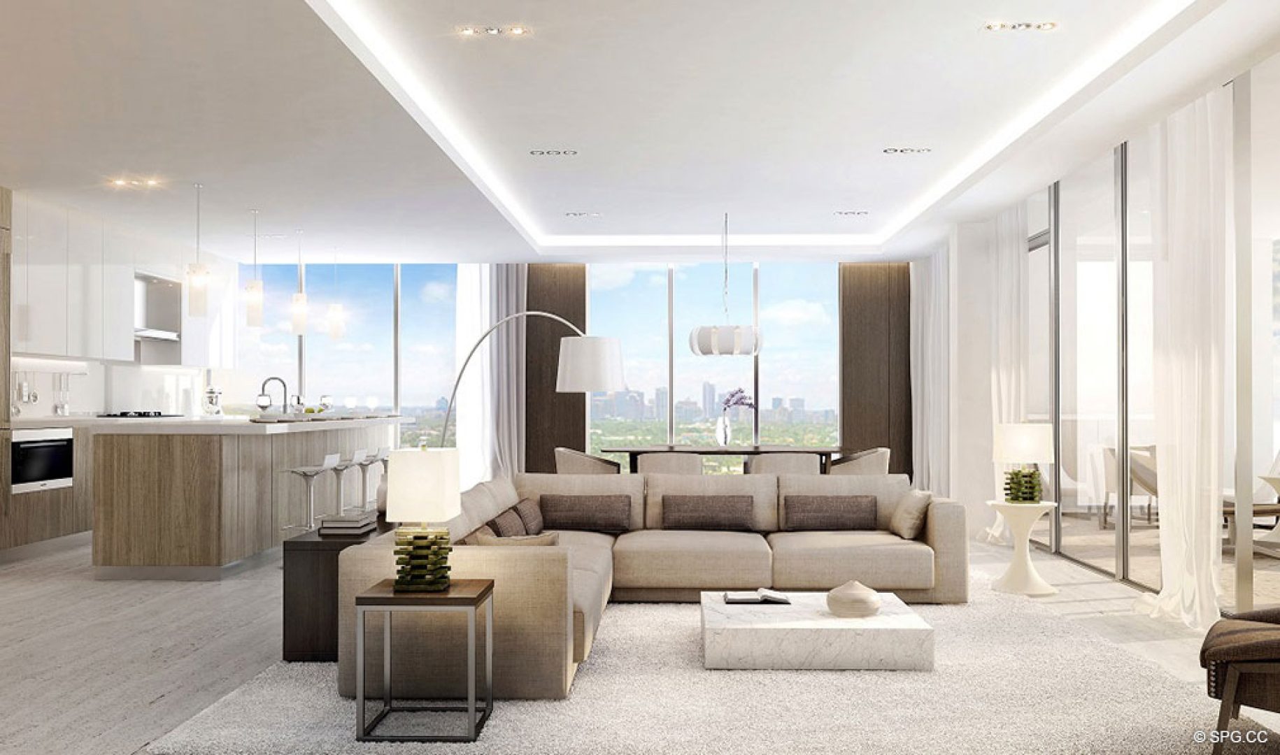 Large Open Living Room in AquaLuna Las Olas, Luxury Waterfront Condos in Fort Lauderdale, Florida 33301