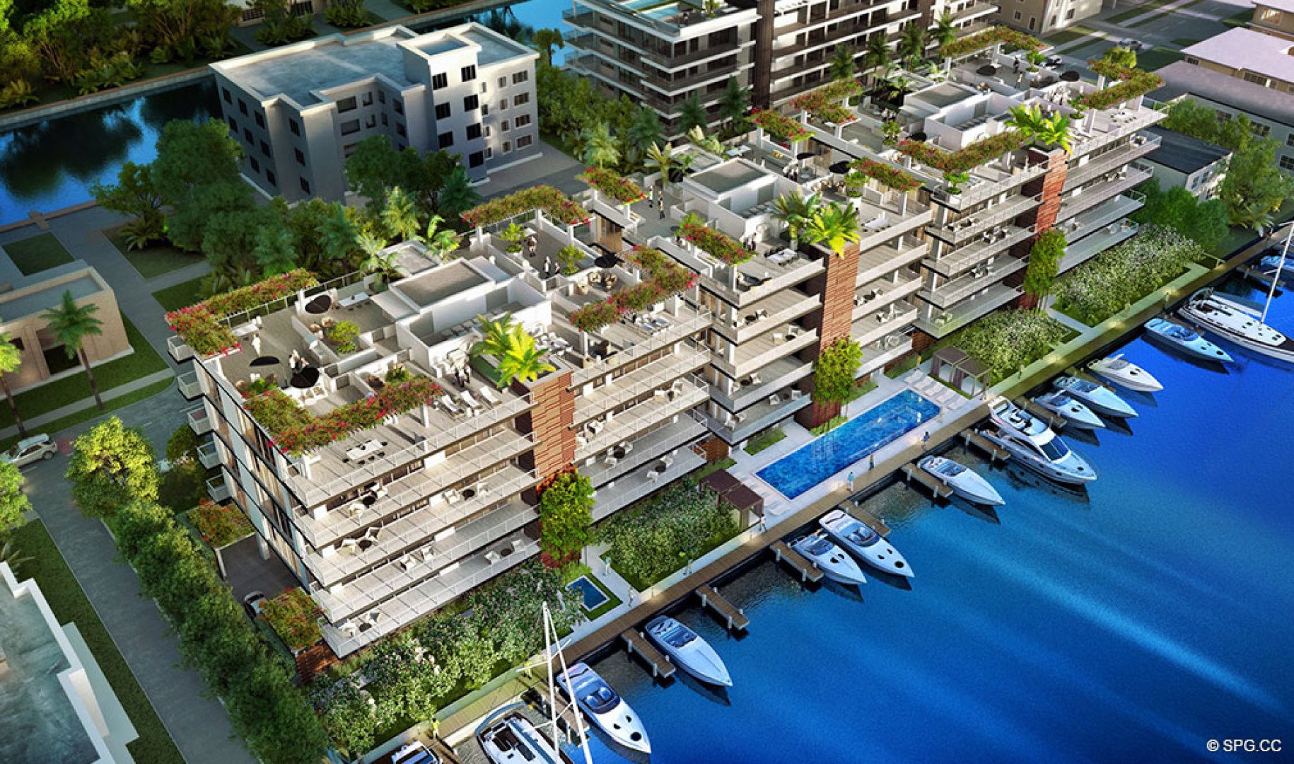 Daytime Aerial of AquaMar Las Olas, Luxury Waterfront Condos in Fort Lauderdale, Florida 33301
