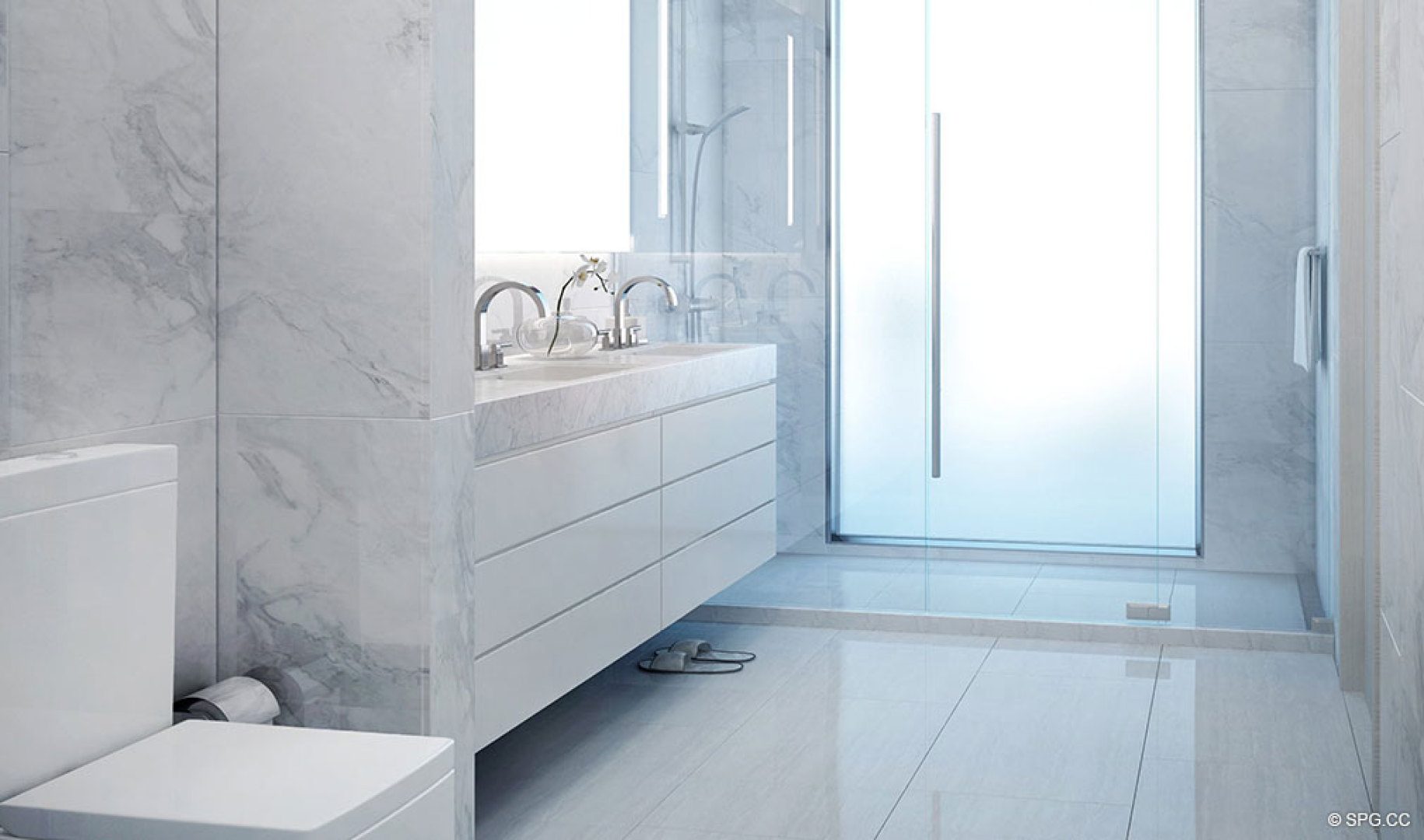 Exquisitely Crafted Master Bath in AquaMar Las Olas, Luxury Waterfront Condos in Fort Lauderdale, Florida 33301