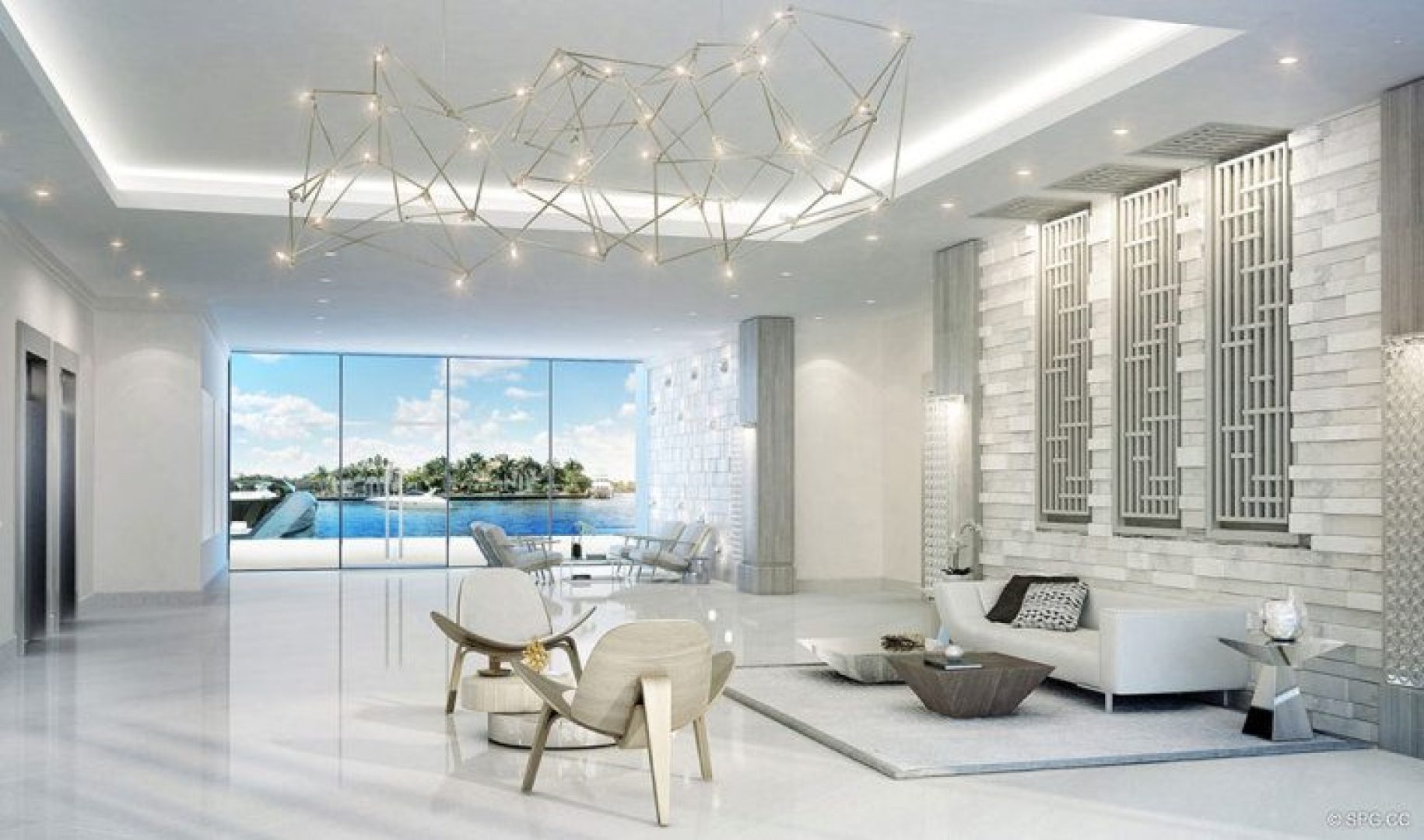 Main Lobby inside 321 at Water's Edge, Luxury Waterfront Condos in Fort Lauderdale, Florida 33304