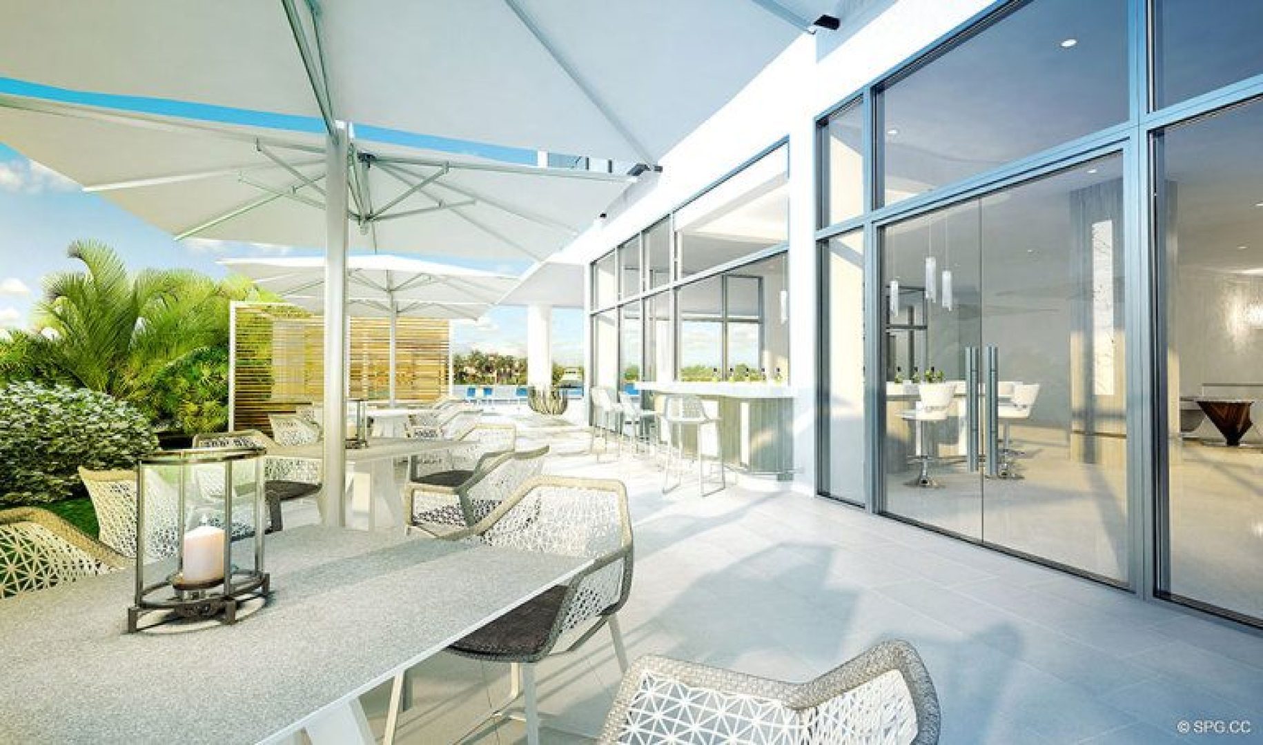 The Outdoor Lounge at 321 at Water's Edge, Luxury Waterfront Condos in Fort Lauderdale, Florida 33304