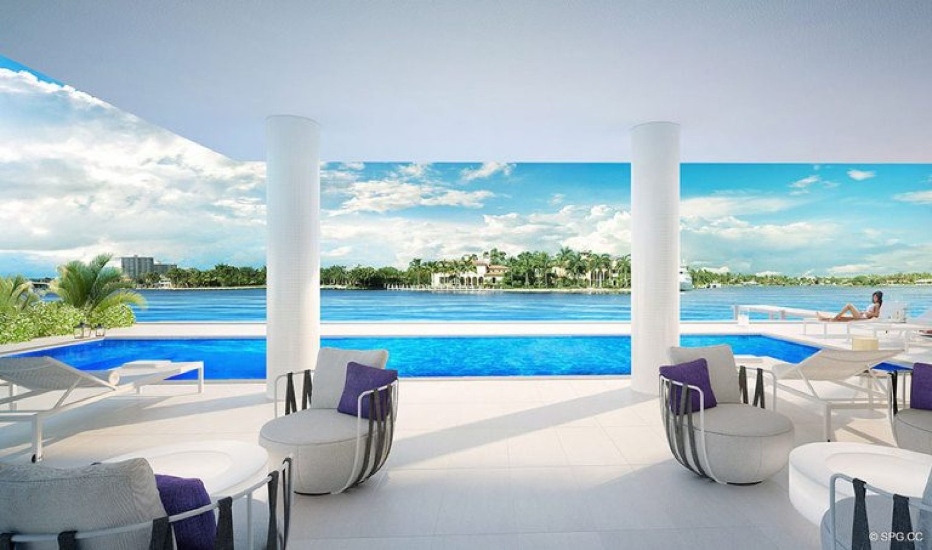 Intracoastal Pool Area at 321 at Water's Edge, Luxury Waterfront Condos in Fort Lauderdale, Florida 33304