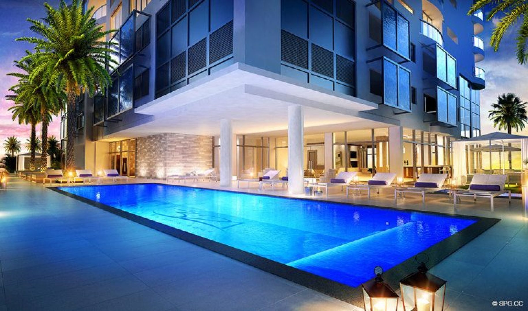 Poolside Evenings at 321 at Water's Edge, Luxury Waterfront Condos in Fort Lauderdale, Florida 33304