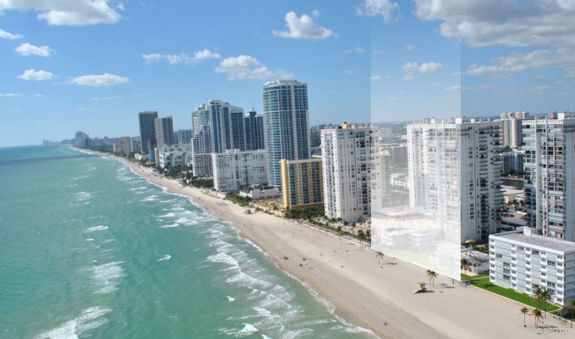 Location Looking South of Sage Beach, Luxury Oceanfront Condos in Hollywood Beach Florida 33019