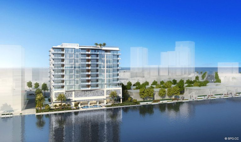 Water View of Adagio Fort Lauderdale Beach, Luxury Waterfront Condos in Fort Lauderdale, Florida 33304