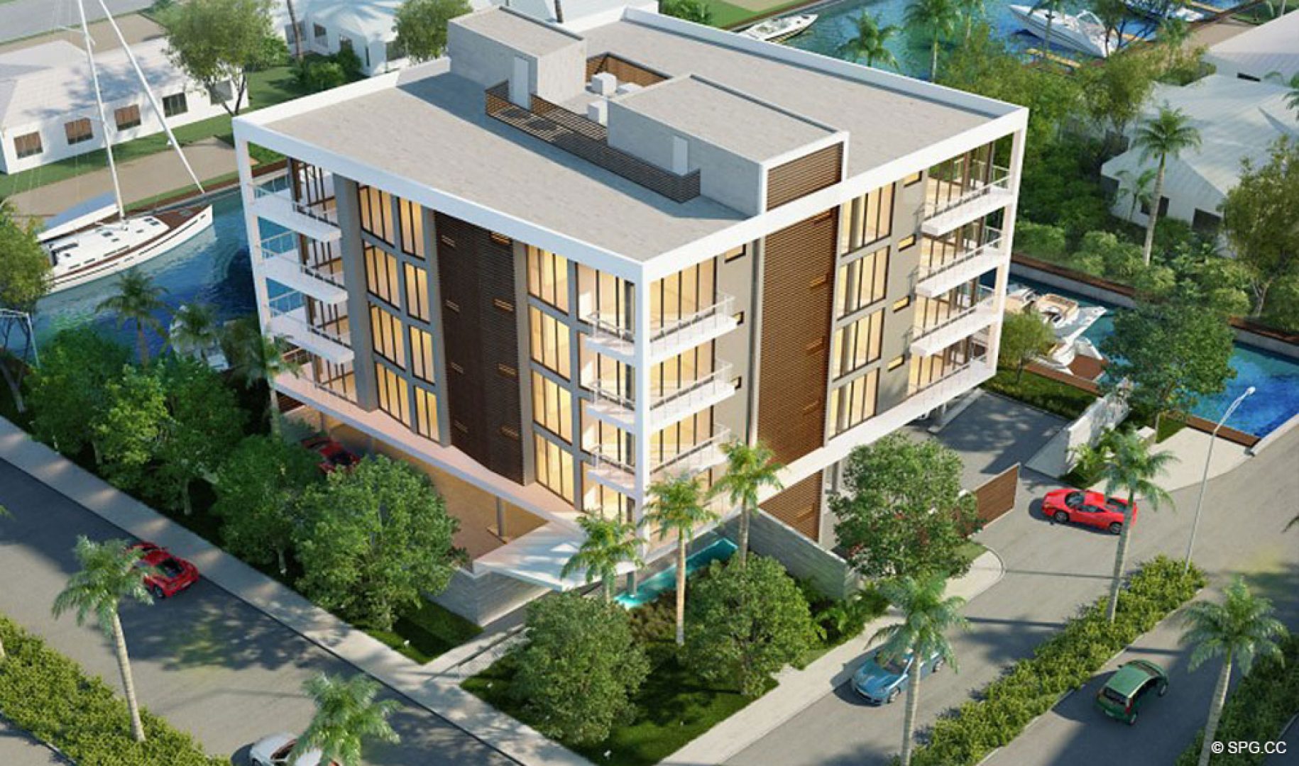 Street Side Aerial View of 1800 Las Olas, Luxury Waterfront Condos in Fort Lauderdale, Florida 33301