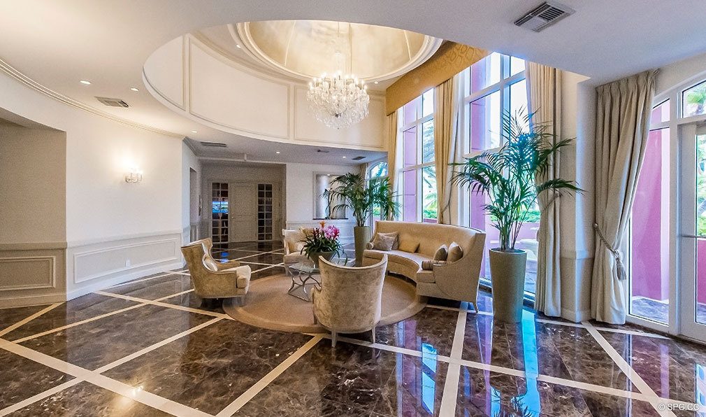 The Lobby in Tower I at The Palms, Luxury Oceanfront Condos in Fort Lauderdale 33305