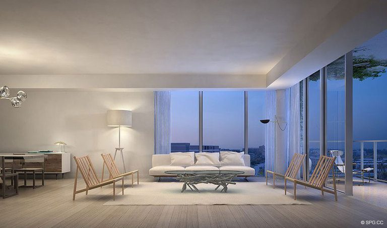 Living Room inside 3550 South Ocean, Luxury Oceanfront Condos in Palm Beach, Florida 33480