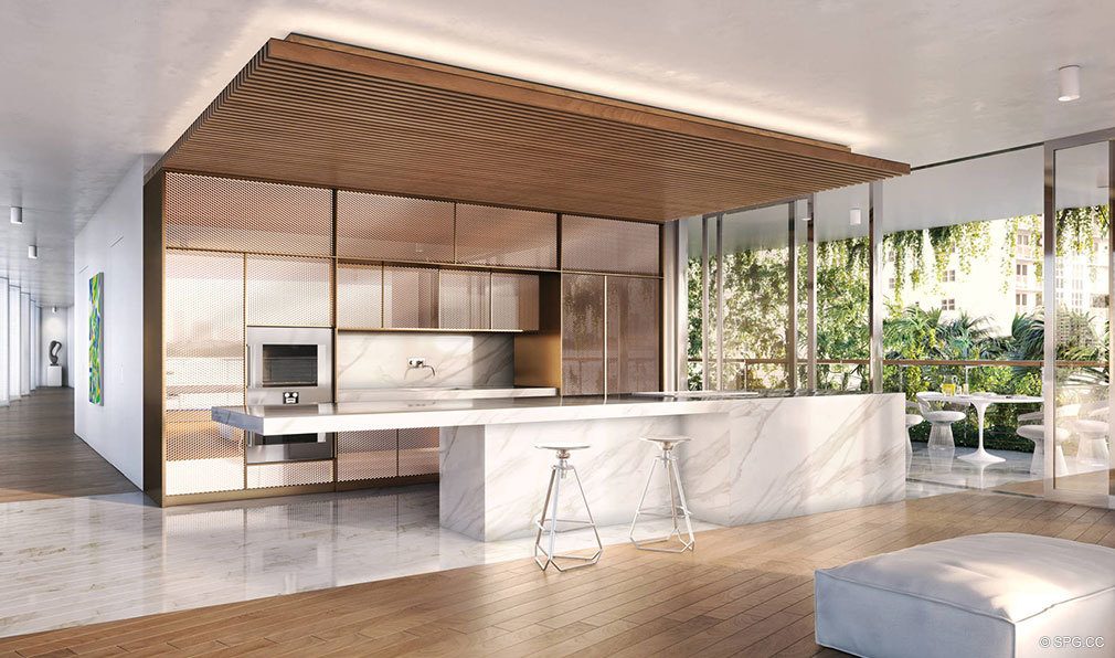 Open Gourmet Kitchen Design at Monad Terrace, Luxury Waterfront Condos in South Beach, Miami, Florida 33139.