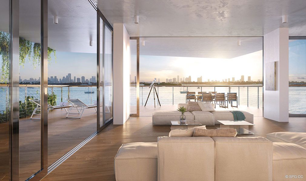 Spacious Open Living Areas in Monad Terrace, Luxury Waterfront Condos in South Beach, Miami, Florida 33139.