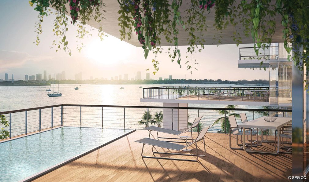 Oversized Private Terraces at Monad Terrace, Luxury Waterfront Condos in South Beach, Miami, Florida 33139.