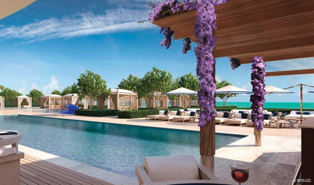 Pool Deck at Fendi Chateau Residences, Luxury Oceanfront Condos in Surfside, Miami Beach