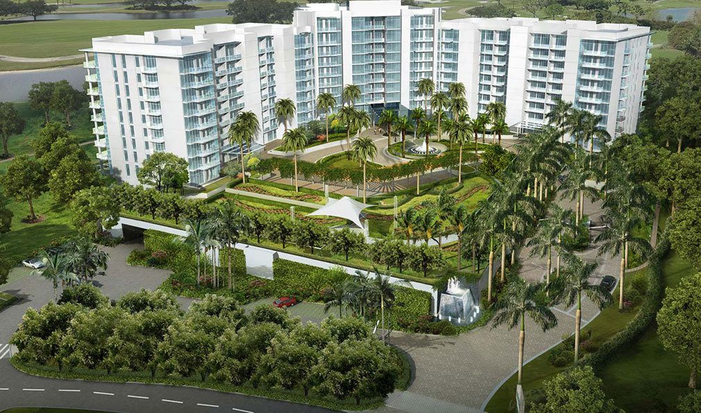 Front Aerial Rendering of Akoya Boca West, Luxury Condos in Boca Raton, Florida 33432