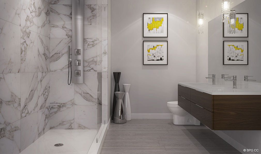 Bathroom inside Aura Pompano Beach, Luxury Seaside Condos in Pompano Beach, FL 33062