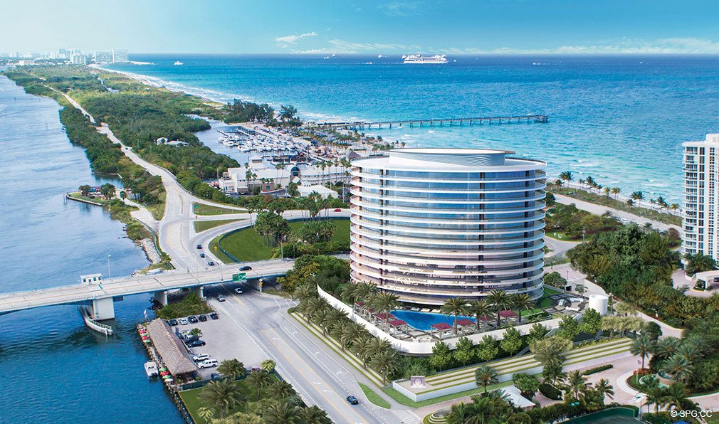 Aerial View of Oceanbleau, Luxury Waterfront Condos in Hollywood Beach, Florida 33019