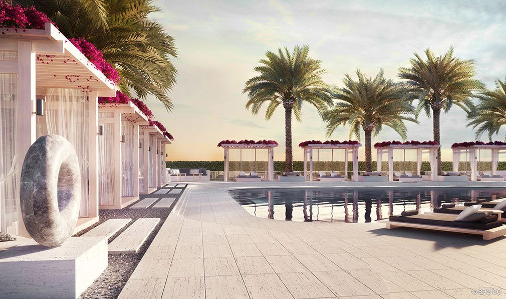 Pool Area at Oceanbleau, Luxury Waterfront Condos in Hollywood Beach, Florida 33019