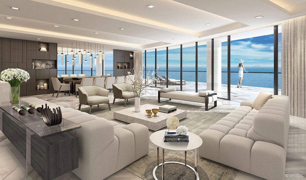 Living Room Concept in Oceanbleau, Luxury Waterfront Condos in Hollywood Beach, Florida 33019