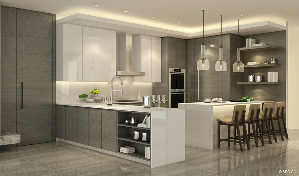 Gourmet Kitchens at Oceanbleau, Luxury Waterfront Condos in Hollywood Beach, Florida 33019
