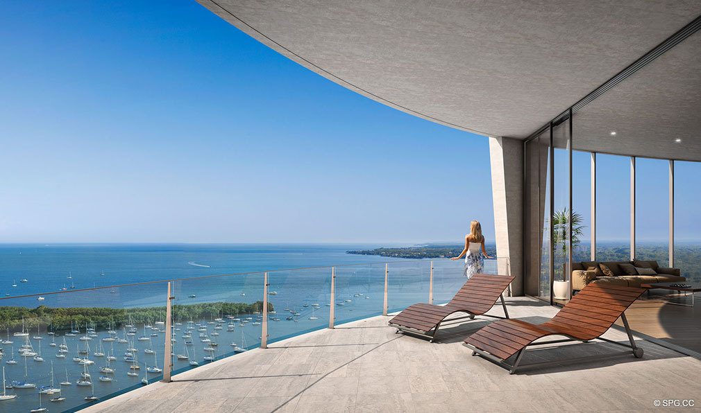 Terrace Views from Club Residences at Park Grove, Luxury Waterfront Condos in Miami, Florida 33133