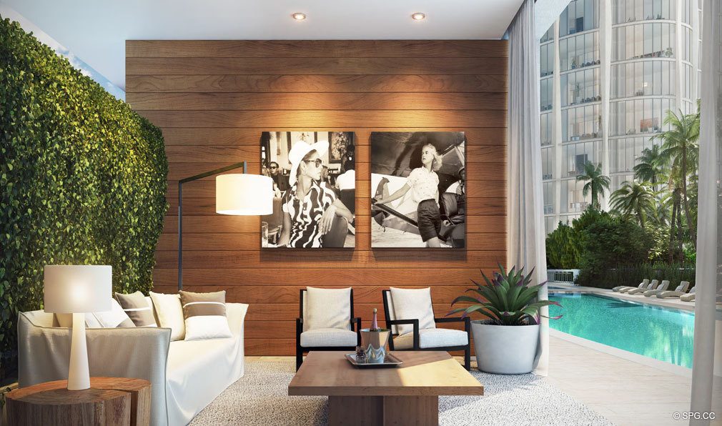 Private Poolside Cabanas at Park Grove, Luxury Waterfront Condos in Miami, Florida 33133