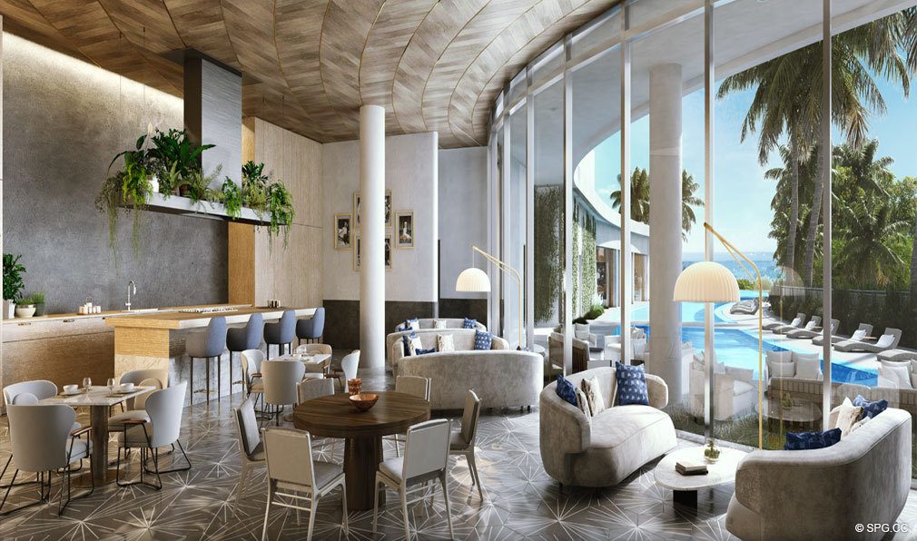 Poolside Lounge at Park Grove, Luxury Waterfront Condos in Miami, Florida 33133