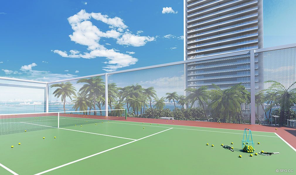 Tennis Court at Missoni Baia, Luxury Waterfront Condos in Miami, Florida 33137