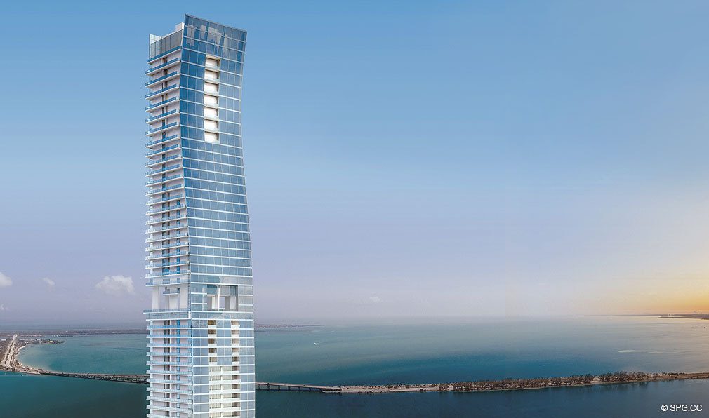 Daytime Facade of Echo Brickell, Seaside Luxury Condos in Miami, Florida 33131