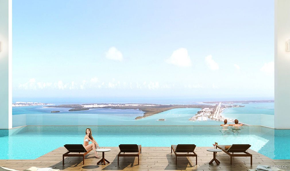Vanishing Edge pool in the Sky at Echo Brickell, Seaside Luxury Condos in Miami, Florida 33131