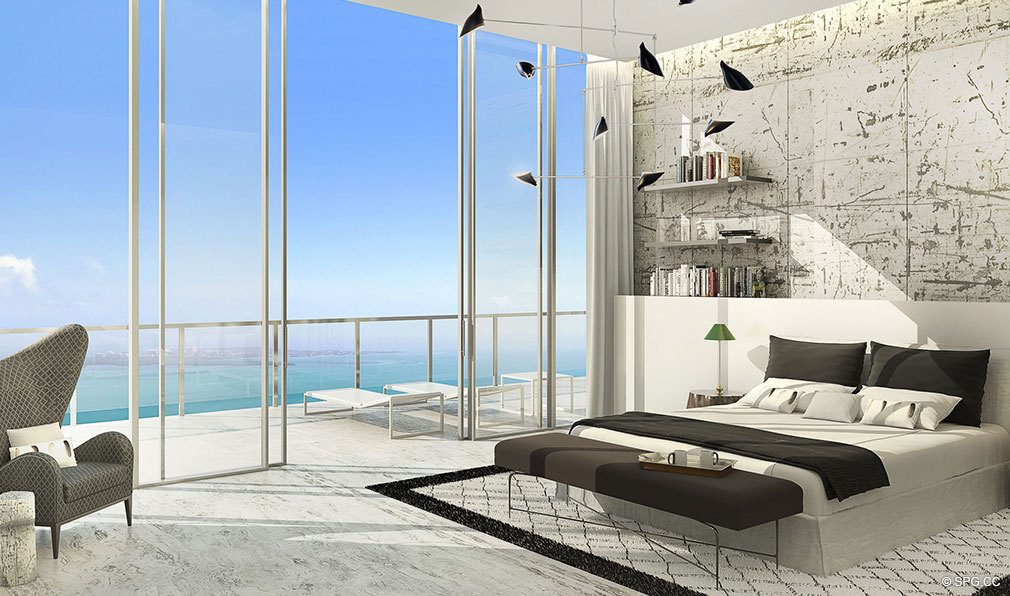 Master Bedroom with Terrace at Echo Brickell, Seaside Luxury Condos in Miami, Florida 33131
