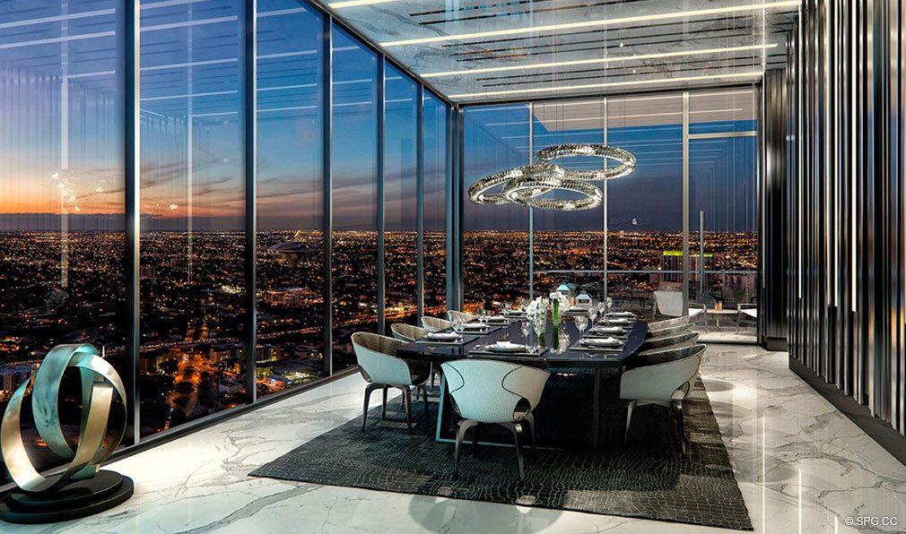 Grand Dining Room at Echo Brickell, Seaside Luxury Condos in Miami, Florida 33131