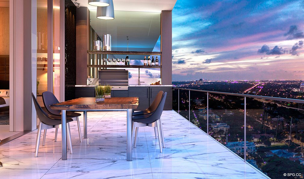 Private Terrace Dining at Echo Brickell, Seaside Luxury Condos in Miami, Florida 33131