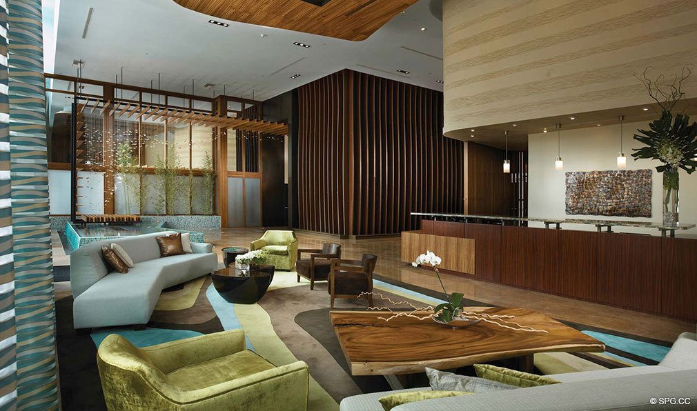 Main Lobby inside Apogee Beach, Luxury Oceanfront Condos in Hollywood Beach, Florida 33019