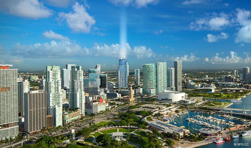 Location of Paramount Miami Worldcenter, Luxury Seaside Condos in Miami, Florida 33132.