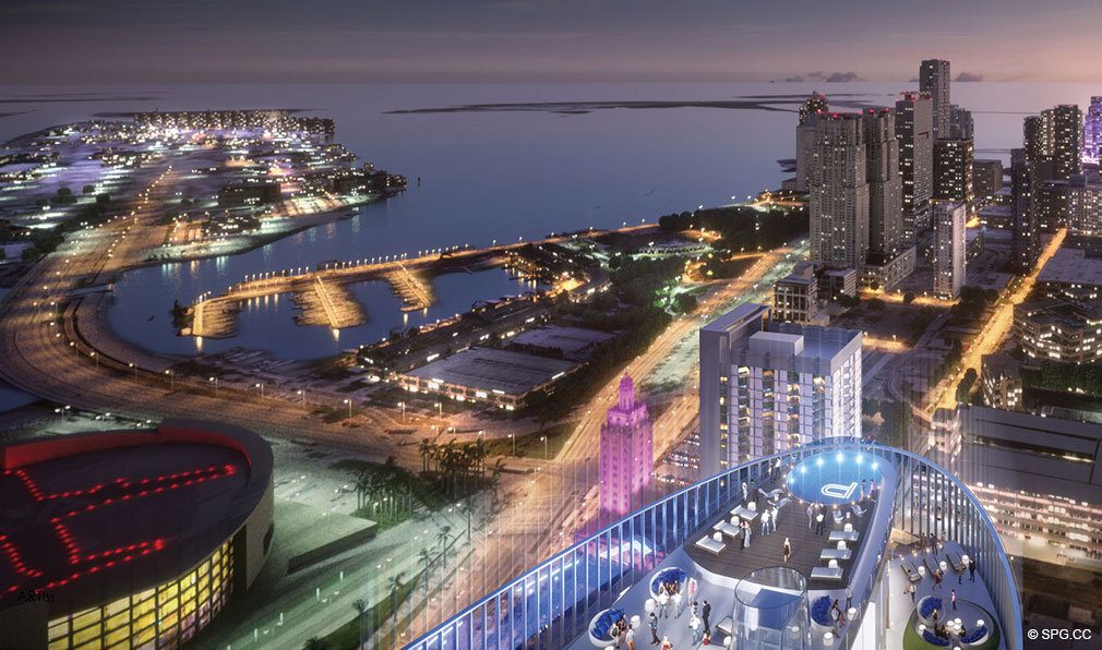 Tower Pool Deck at Paramount Miami Worldcenter, Luxury Seaside Condos in Miami, Florida 33132.