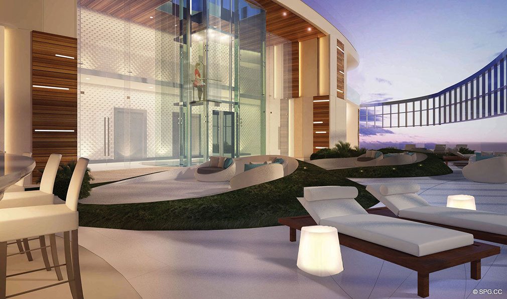 Sundeck Elevator at Paramount Miami Worldcenter, Luxury Seaside Condos in Miami, Florida 33132.