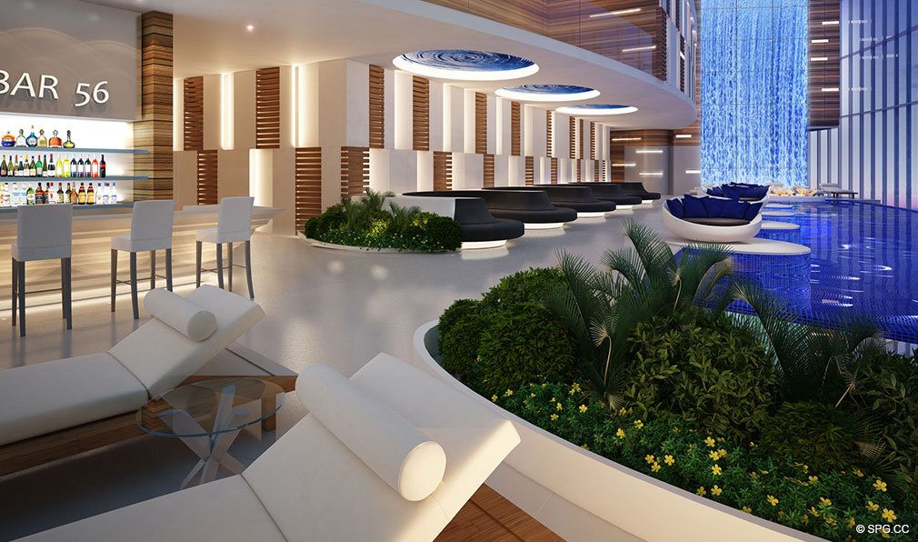 Skydeck Bar 56 at Paramount Miami Worldcenter, Luxury Seaside Condos in Miami, Florida 33132.