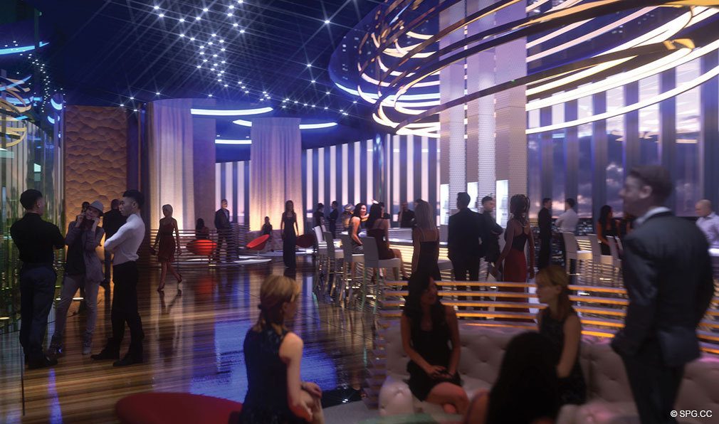 Skydeck Lounge Bar at Paramount Miami Worldcenter, Luxury Seaside Condos in Miami, Florida 33132.