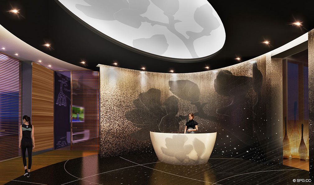 Spa Entrance in Paramount Miami Worldcenter, Luxury Seaside Condos in Miami, Florida 33132.