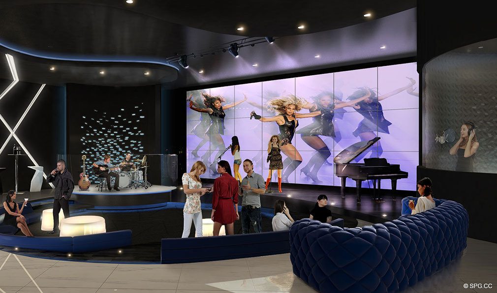 Jam Room at Paramount Miami Worldcenter, Luxury Seaside Condos in Miami, Florida 33132.