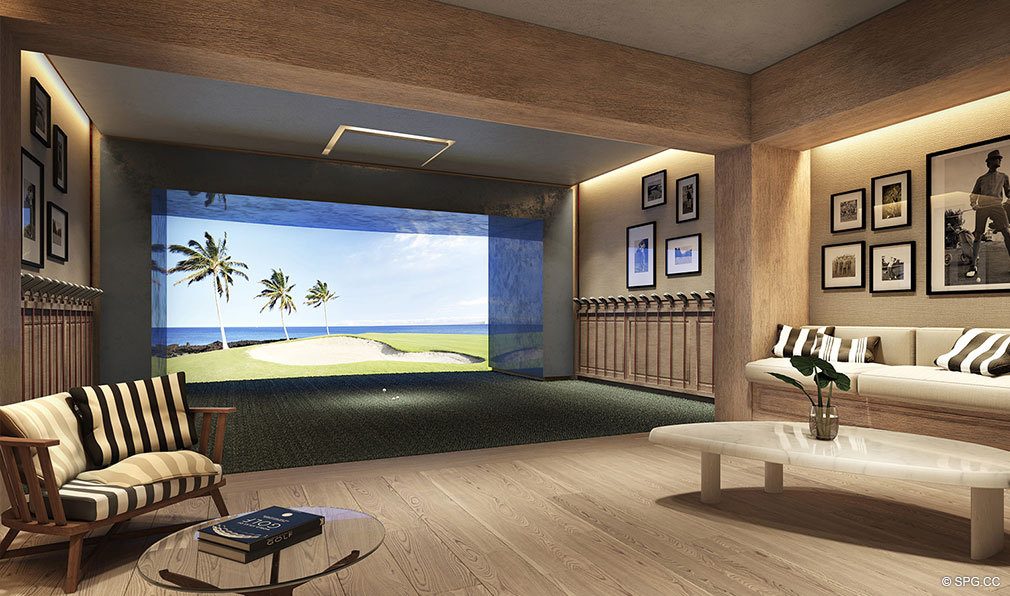 HD Golf Simulator at Auberge Beach Residences, Luxury Oceanfront Condos in Ft Lauderdale