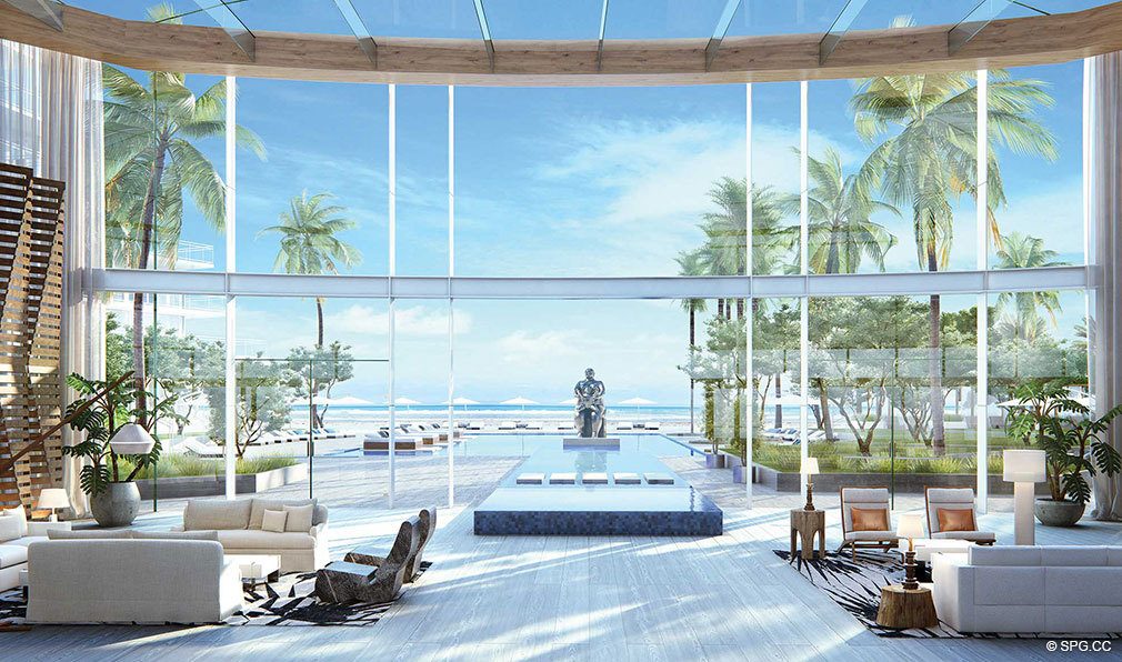 Atrium Lobby at Auberge Beach Residences, Luxury Oceanfront Condos in Ft Lauderdale