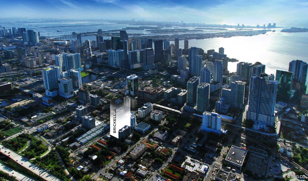 Aerial View of Brickell Ten, Luxury Seaside Condos in Miami, Florida, Florida 33130