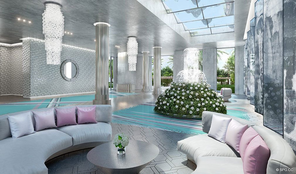 Main Lobby inside Estates at Acqualina, Luxury Oceanfront Condos in Sunny Isles Beach, Florida 33160
